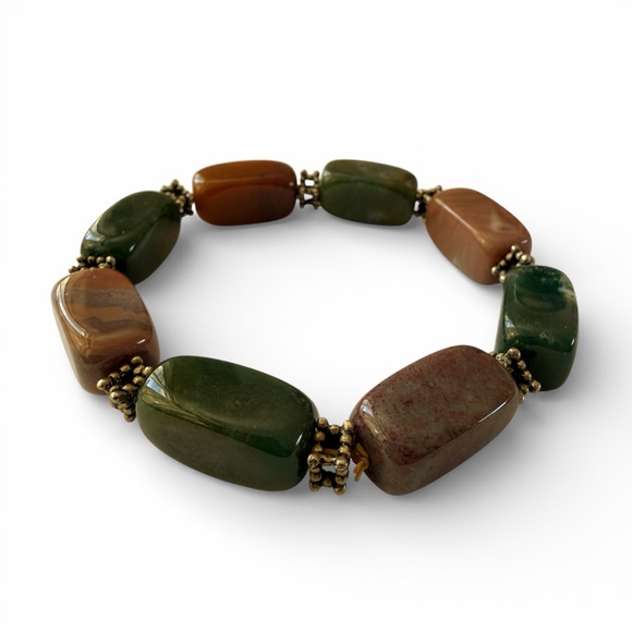 Handcrafted Natural Semi‑Precious Stone Bracelet - Multicolored Stretch, 8" - Picture 3 of 12